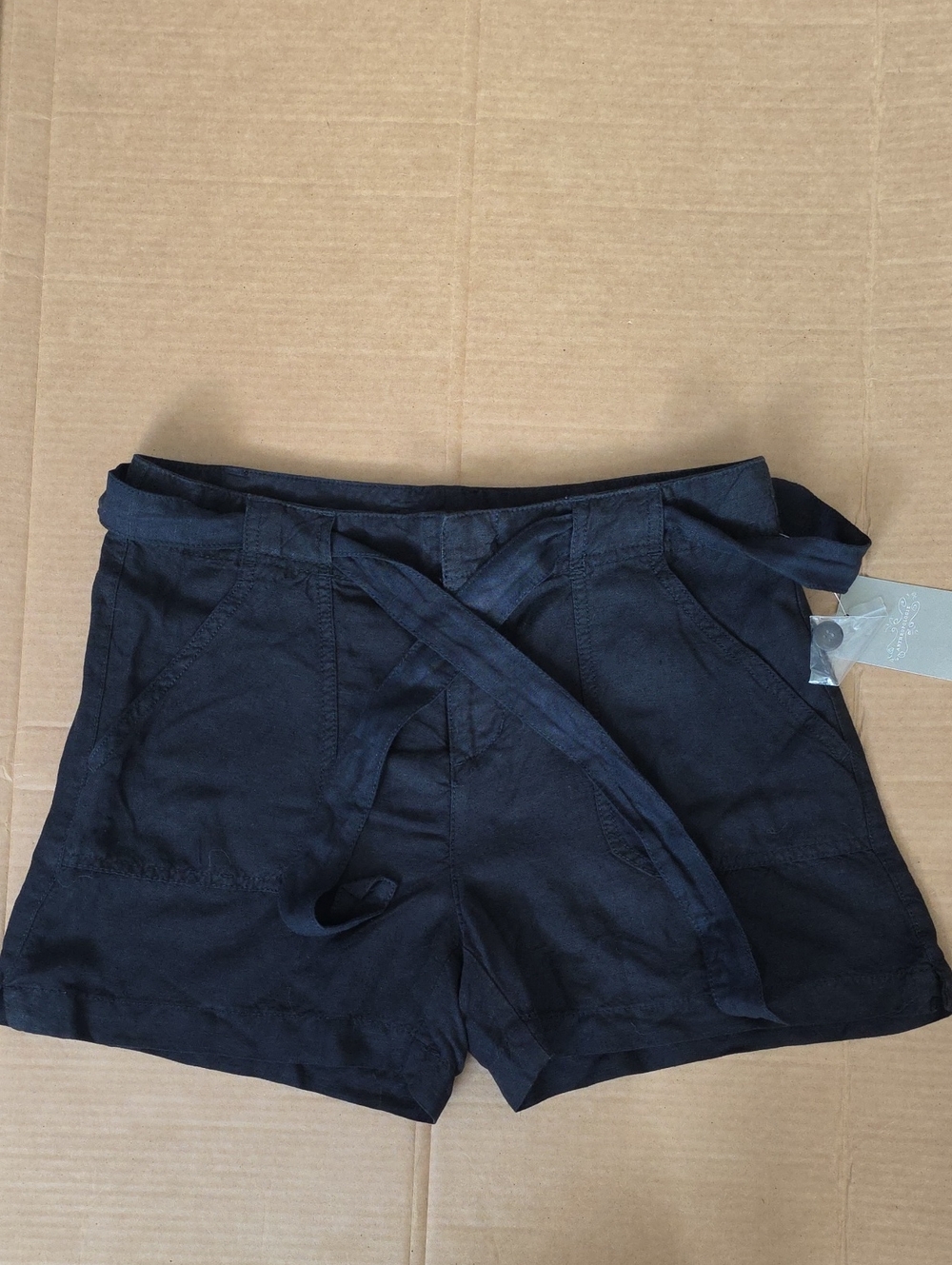 Sanctuary/Anthropologie bkack linen blend shorts-27